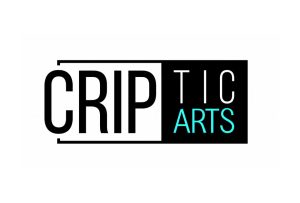 CRIPtic Arts Logo - the words CRIPtic Arts sit inside a box which is half white and half black.